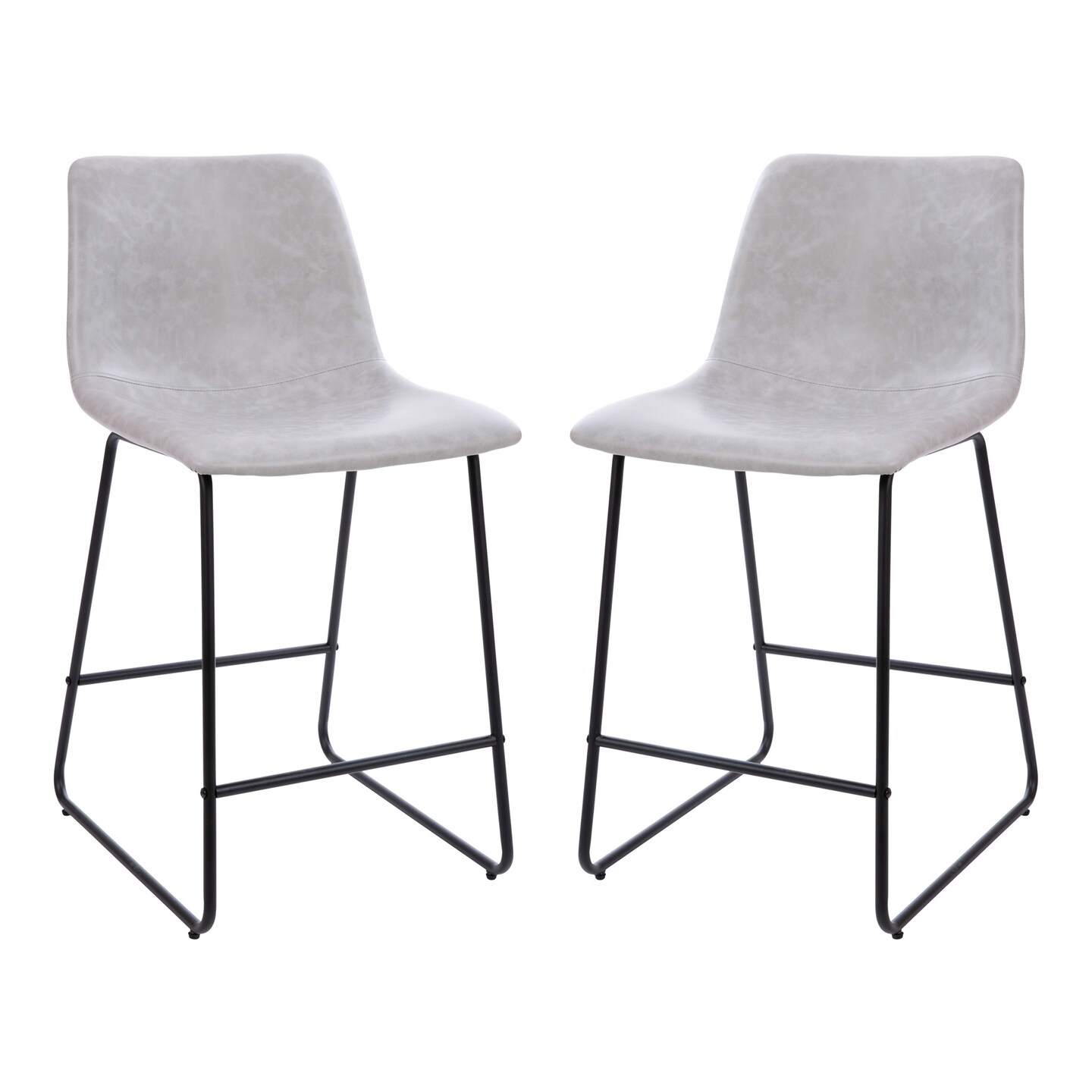 Merrick Lane 24 inch Faux Counter Height Bucket Seat Stools, Set of 2