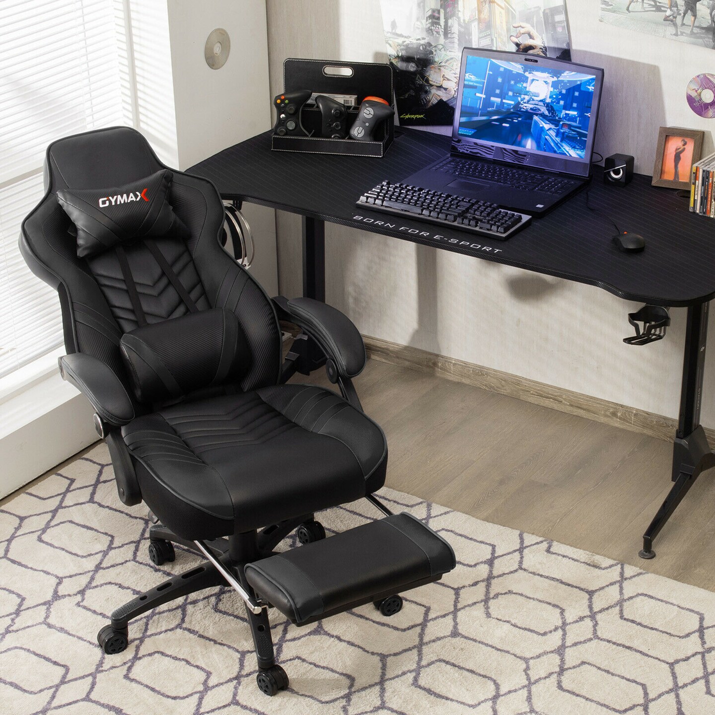 Costway Office Computer Desk Chair Gaming Chair Adjustable Swivel w/Footrest