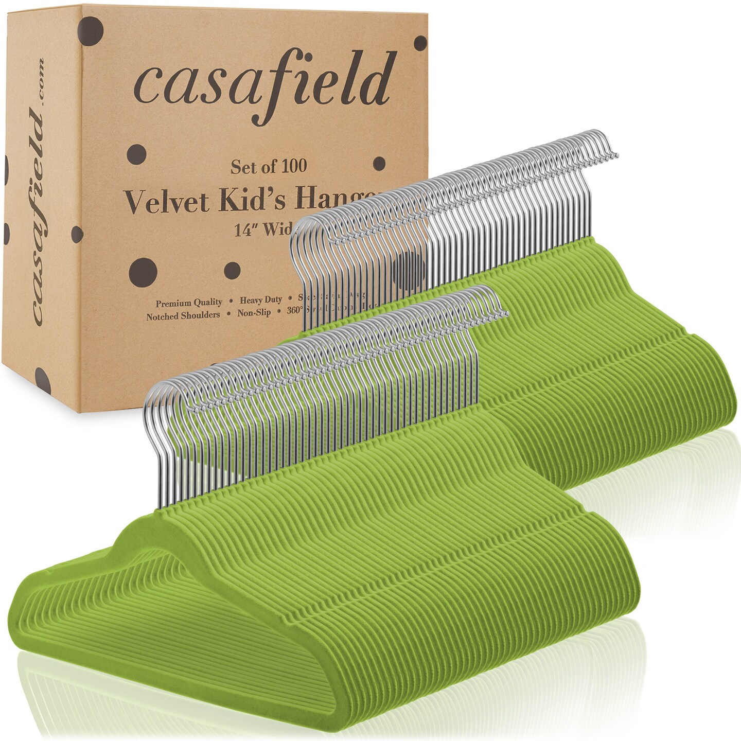 Casafield 100 Velvet Kid's Hangers - 14" Size for Children's Clothes