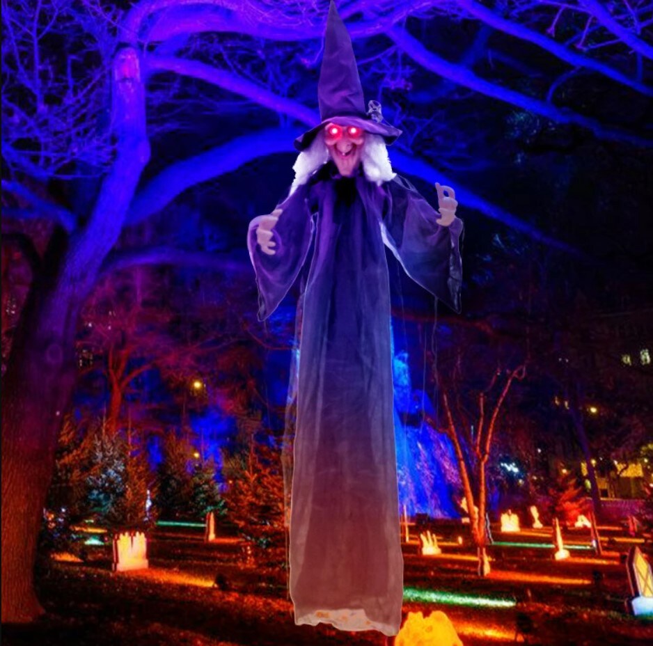 Spooky Hanging Witch - Halloween Decoration with Pre-Recorded Phrases