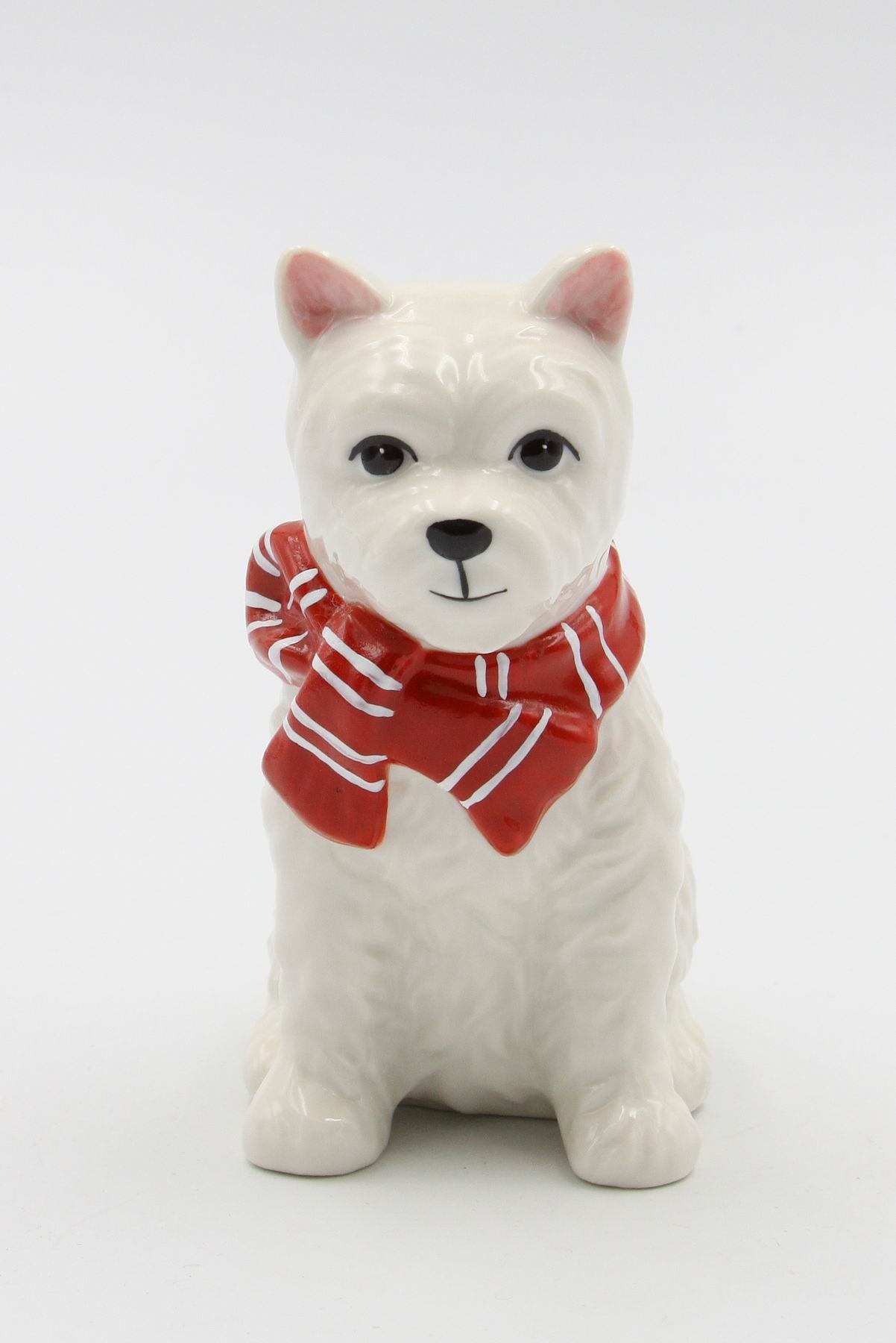 Ceramic Westie Dog with Red Scarf Figurine, Home D&#xE9;cor, Gift for Her, Gift for Mom, Dog Lover Gift, Pet Loss Gift