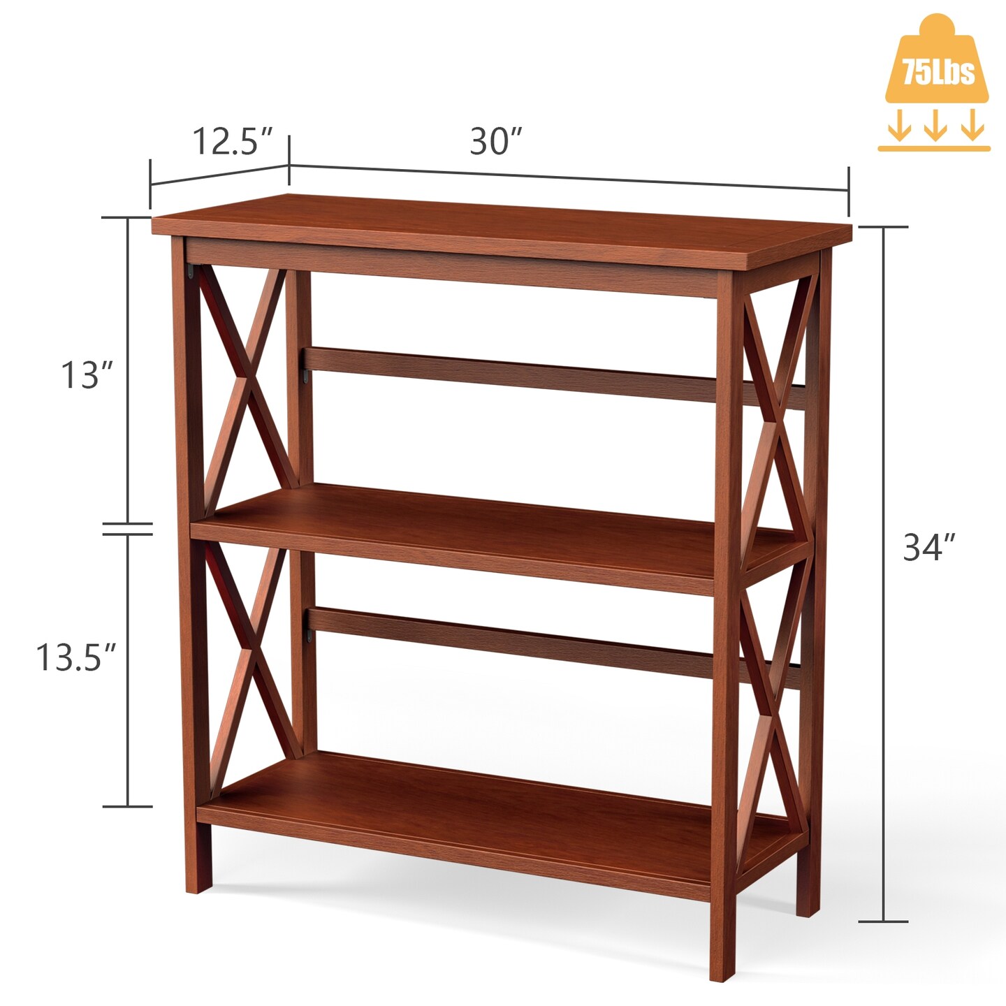 3-Tier Multi-Functional Storage Shelf Units Wooden Open Bookcase and Bookshelf