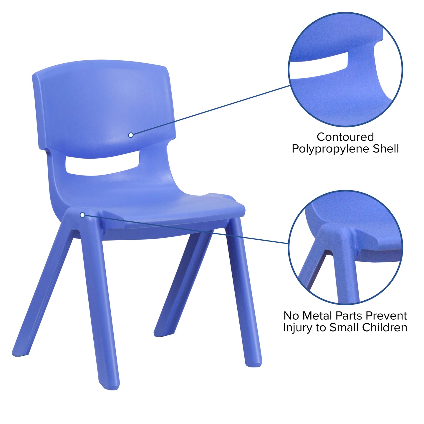 Emma and Oliver 5 Pack Plastic Stackable School Chair with 15.5&#x27;&#x27; Seat Height