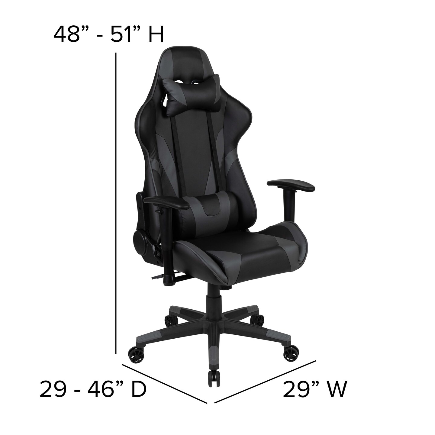 Emma and Oliver Gaming Bundle-Desk, Cup Holder/Headphone Hook & Reclining Chair
