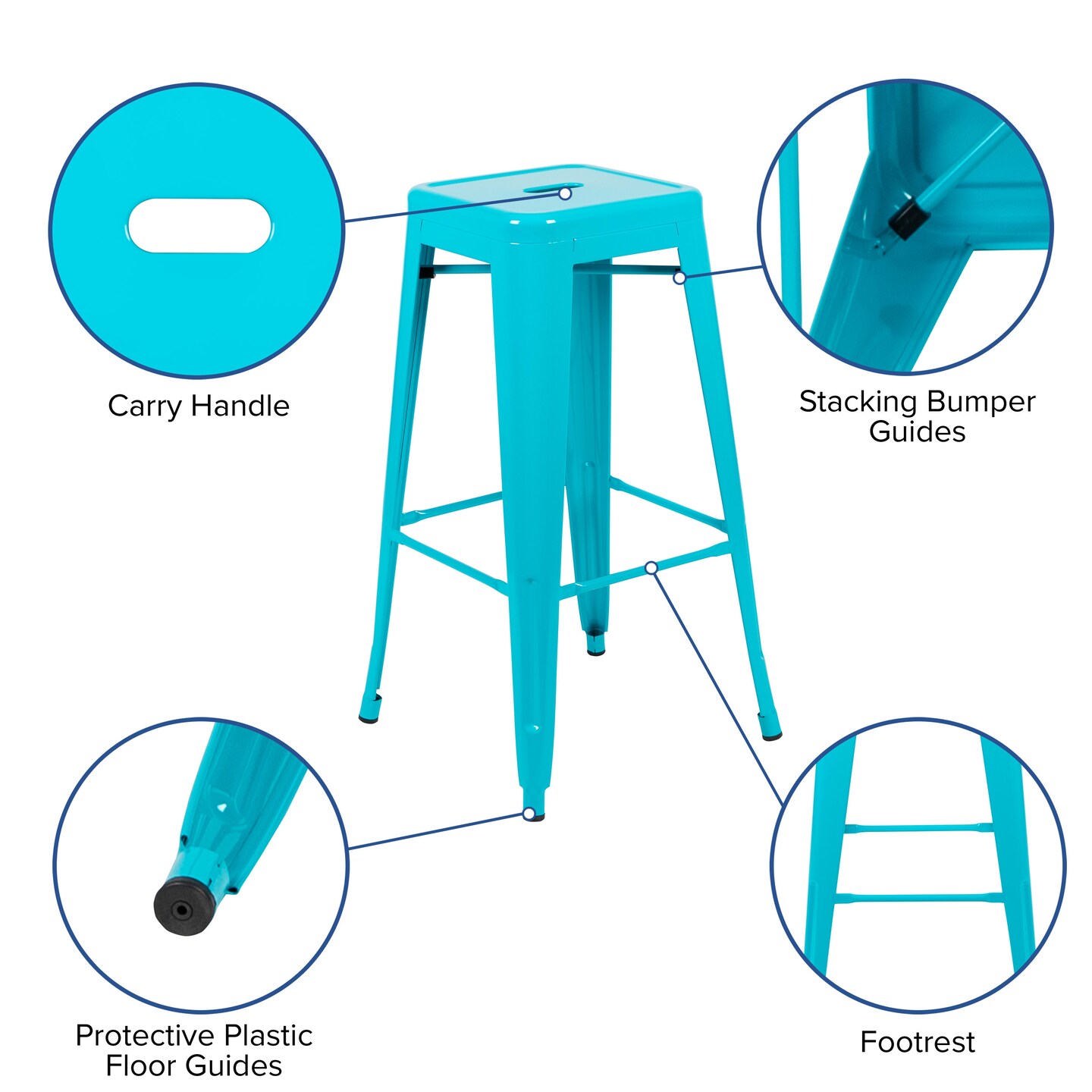 Emma and Oliver 4 Pack 30" High Metal Indoor Bar Stool - Stackable Stool