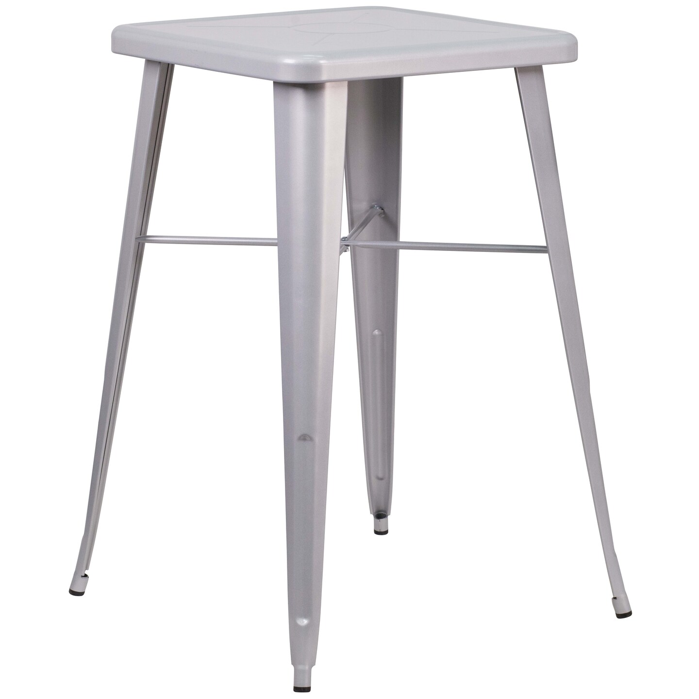 Emma and Oliver Commercial Grade 23.75&#x22; Square Metal Indoor-Outdoor Bar Table Set, 2 Back Stools