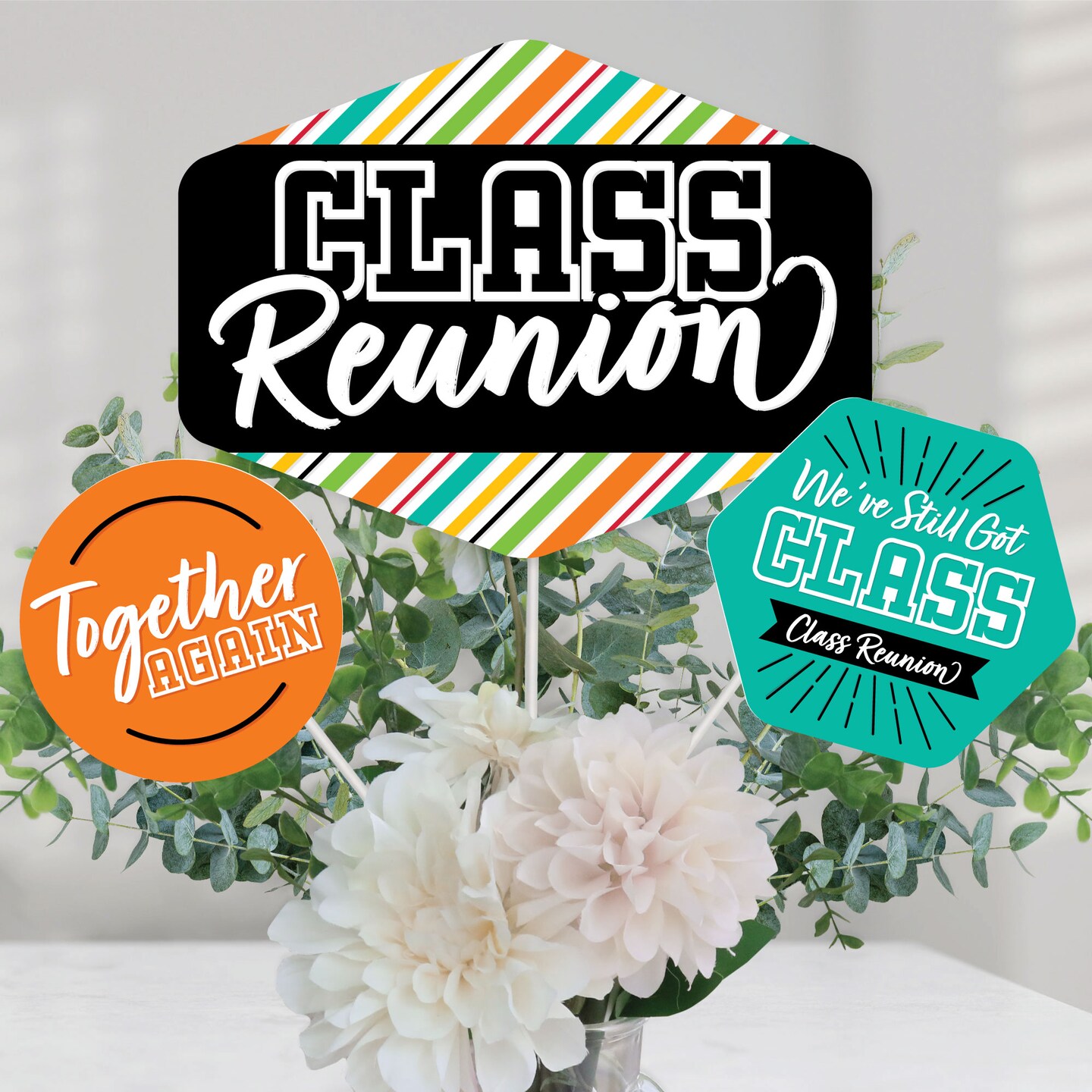 Big Dot of Happiness Still Got Class - High School Reunion Party Centerpiece Sticks - Table Toppers - Set of 15