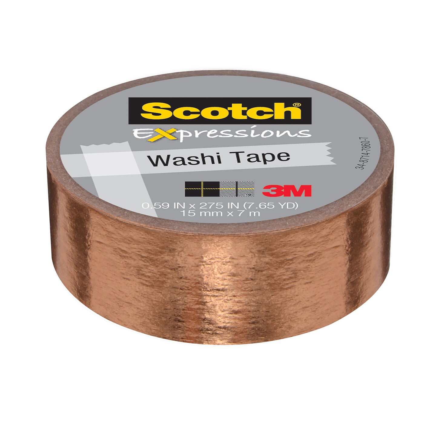3M Expressions Washi Tape, .59&#x22; x 275&#x22;, Copper Foil