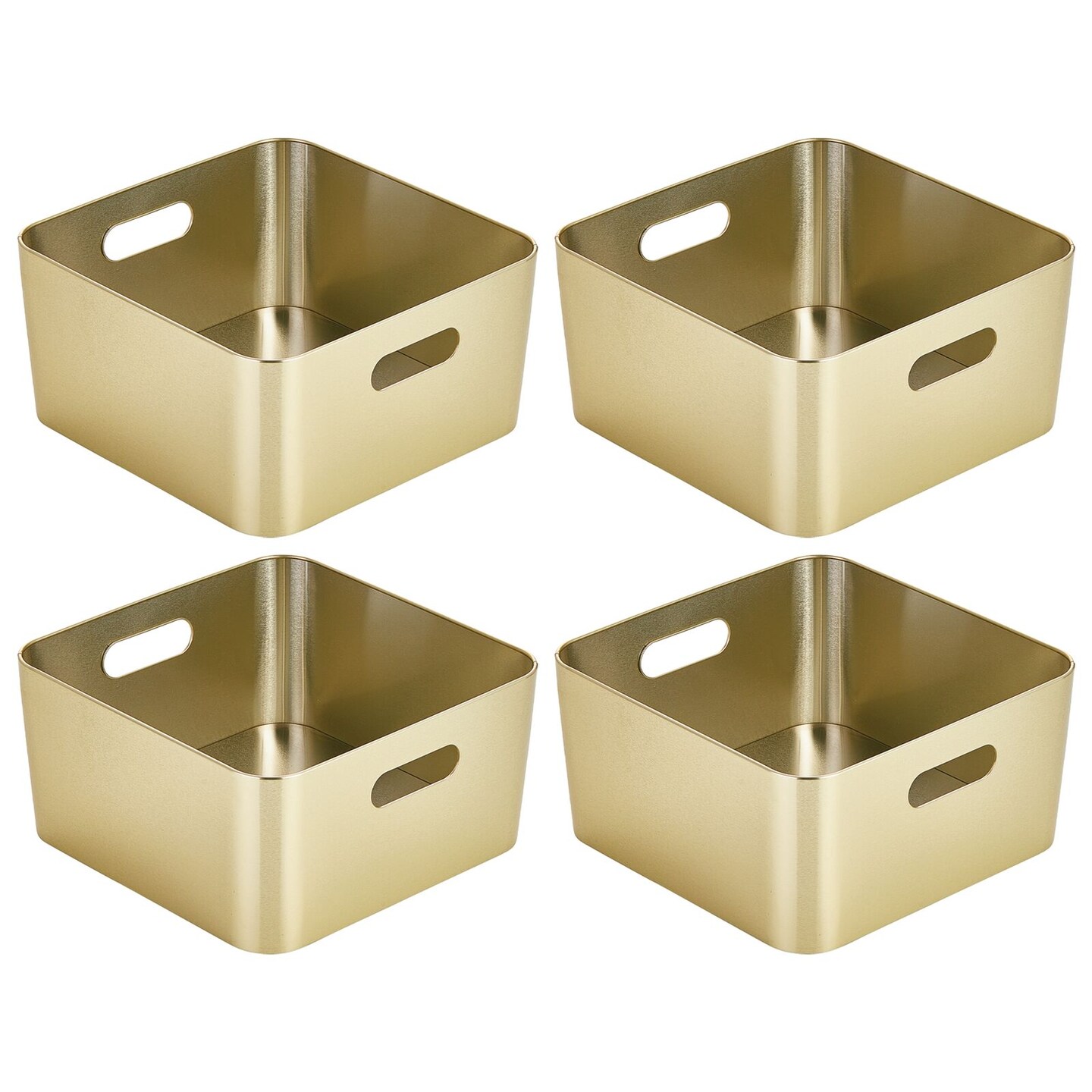 mDesign Metal Storage Container Bin Basket with Handles, 4 Pack