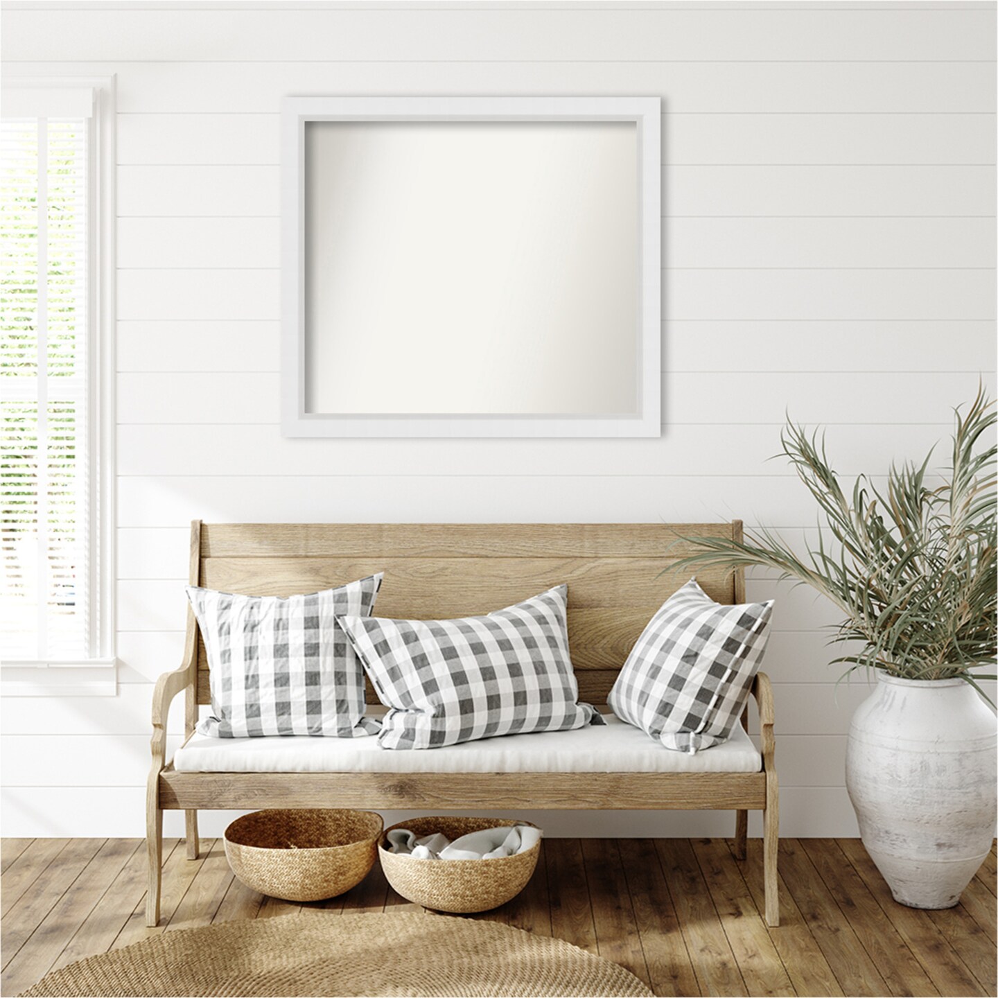 Blanco White Non-Beveled Custom Framed Bathroom Vanity Wall Mirror