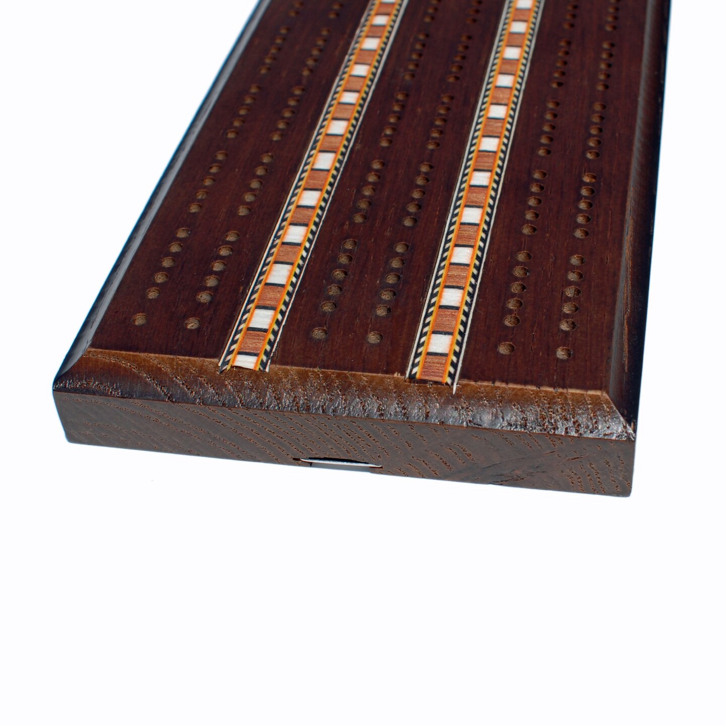WE Games Classic Cribbage Set - Solid Wood with Inlay Sprint 3 Track Board with Metal Pegs