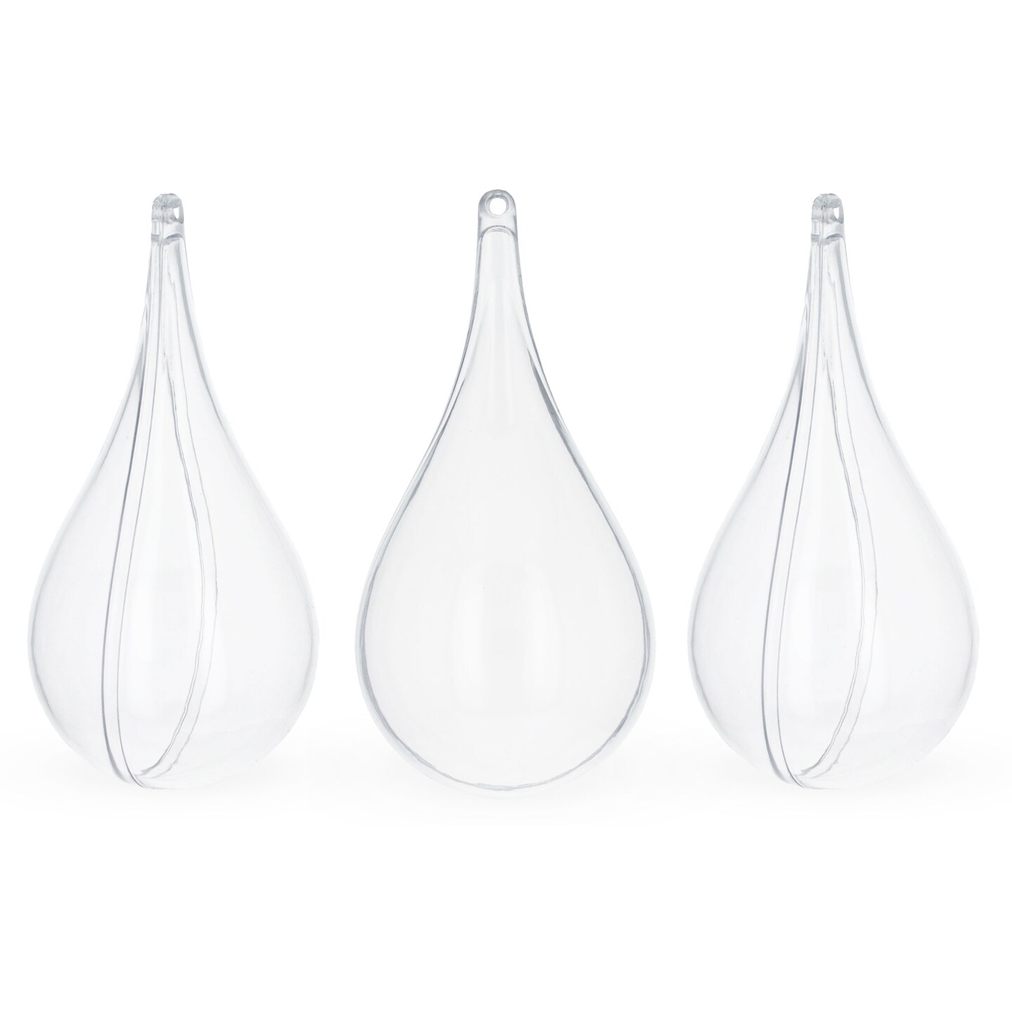 Set of 3 Clear Plastic Waterdrop Ornaments 4.3 Inches (109 mm)