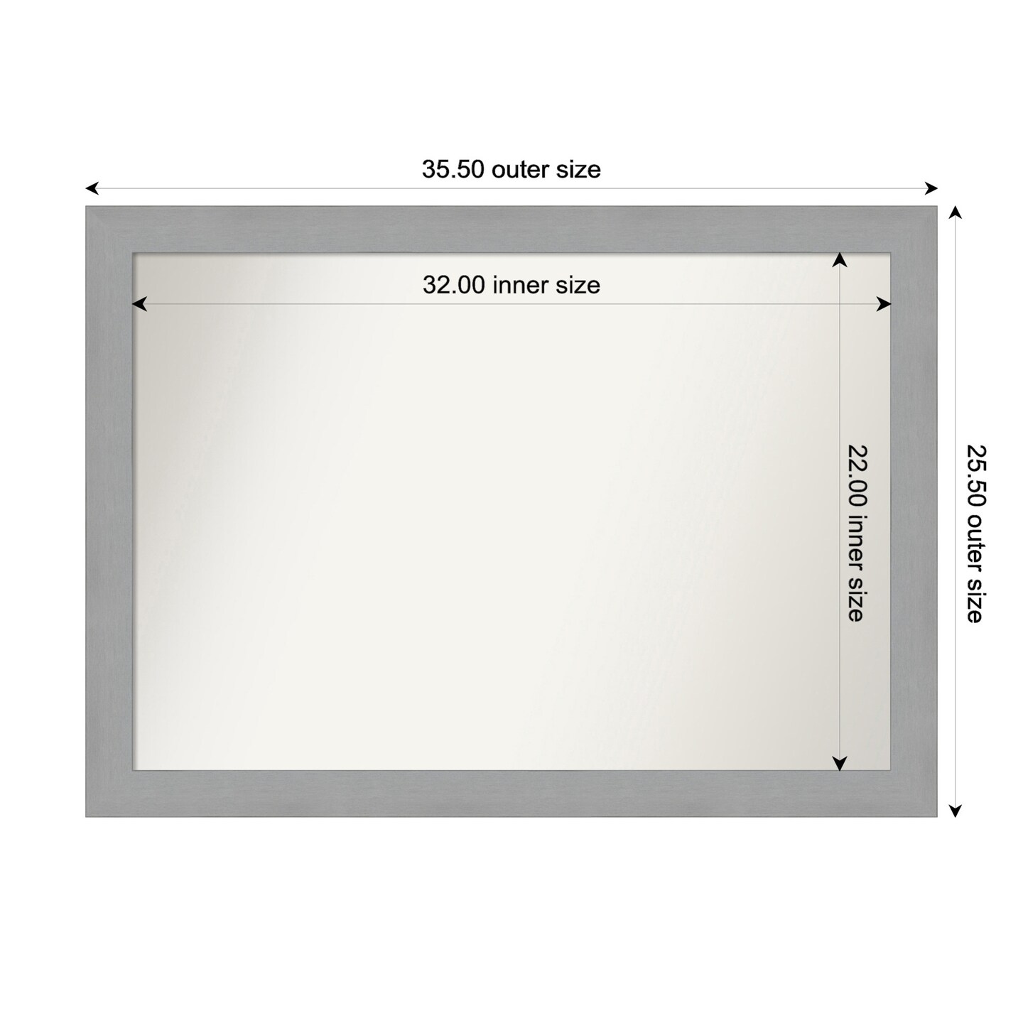 Brushed Nickel Non-Beveled Custom Framed Bathroom Vanity Wall Mirror