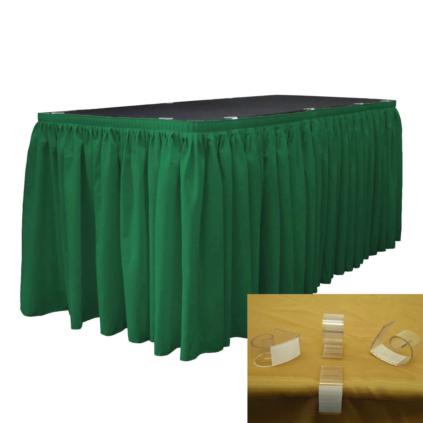 Polyester Poplin Table Skirt 17-foot By 29-inch Long With 10 L-clips