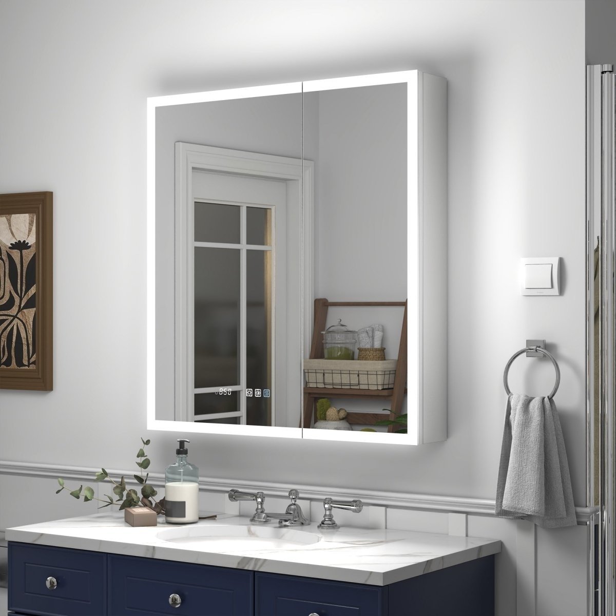 30X32 Lighted Medicine Cabinet Recessed Surface Mount With Usb Outlets Defogging