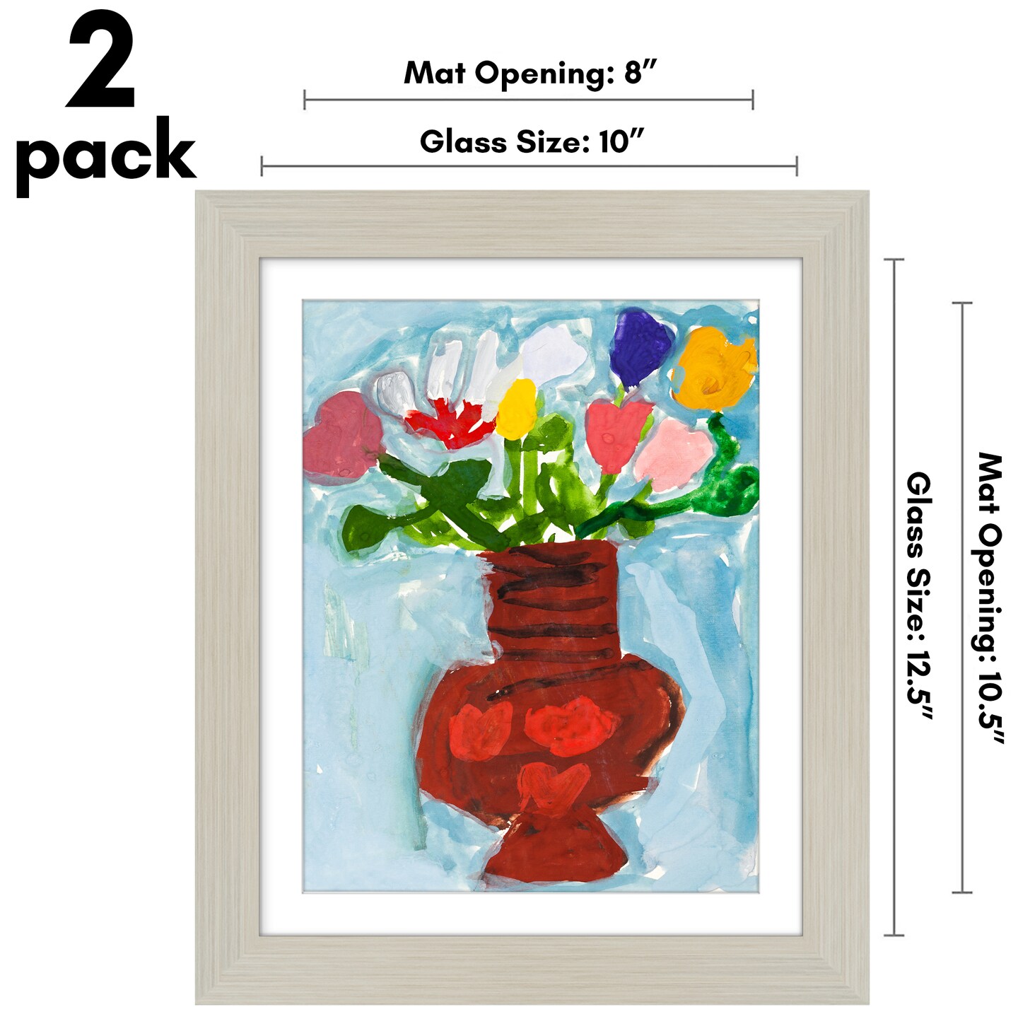 Americanflat 10x12.5 Kids Art Frame - Set of 2 - 8.5x11 with Mat or 10x12.5 without Mat - Kids Artwork Frame - Magnetic Frame Closure - Shatter Resistant Glass - Hanging Hardware