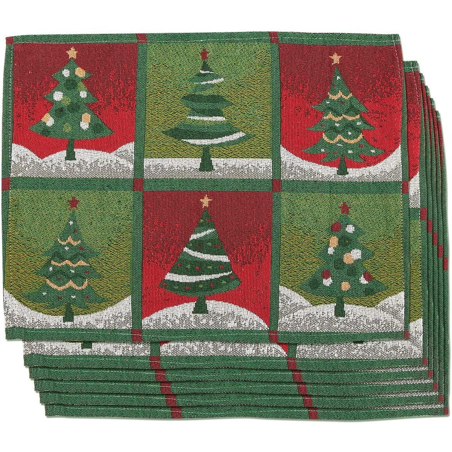 Set of 6 Christmas Tree Dining Table Placemats Cloth Mat for Holiday Party Dinner Decorations, 13.5 x 18.2 Inches