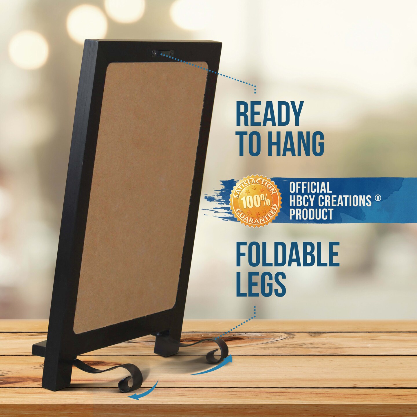 HBCY Creations Hanging or Tabletop Chalkboard with Legs/Wedding Table Sign/Kitchen Countertop Memo Board