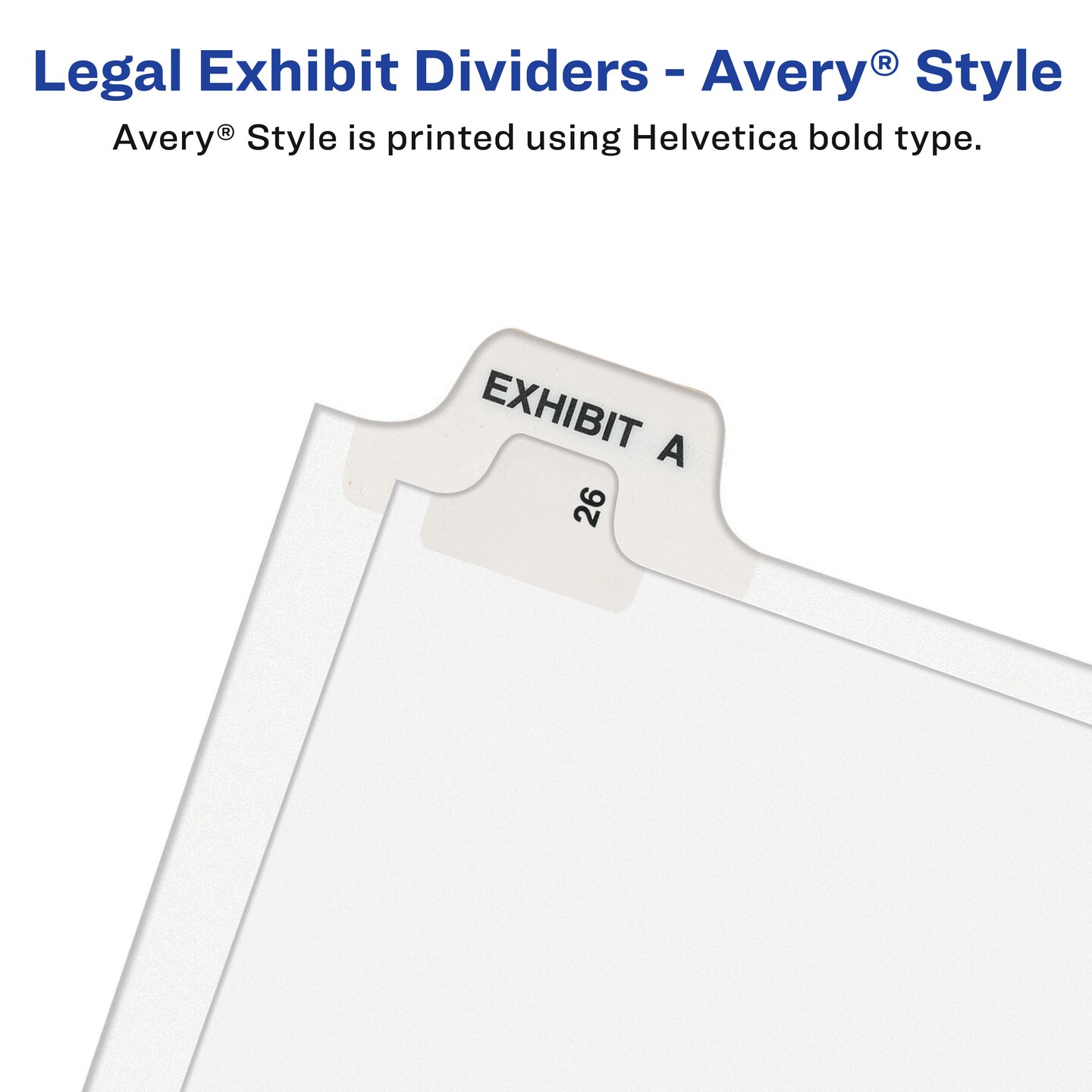 Avery Legal Exhibit Unpunched Dividers for Use with Any Binding System, Collated A-Z, 26 Side Tab Dividers Per Set, Helvetica Bold Type, 3 Sets (21866)
