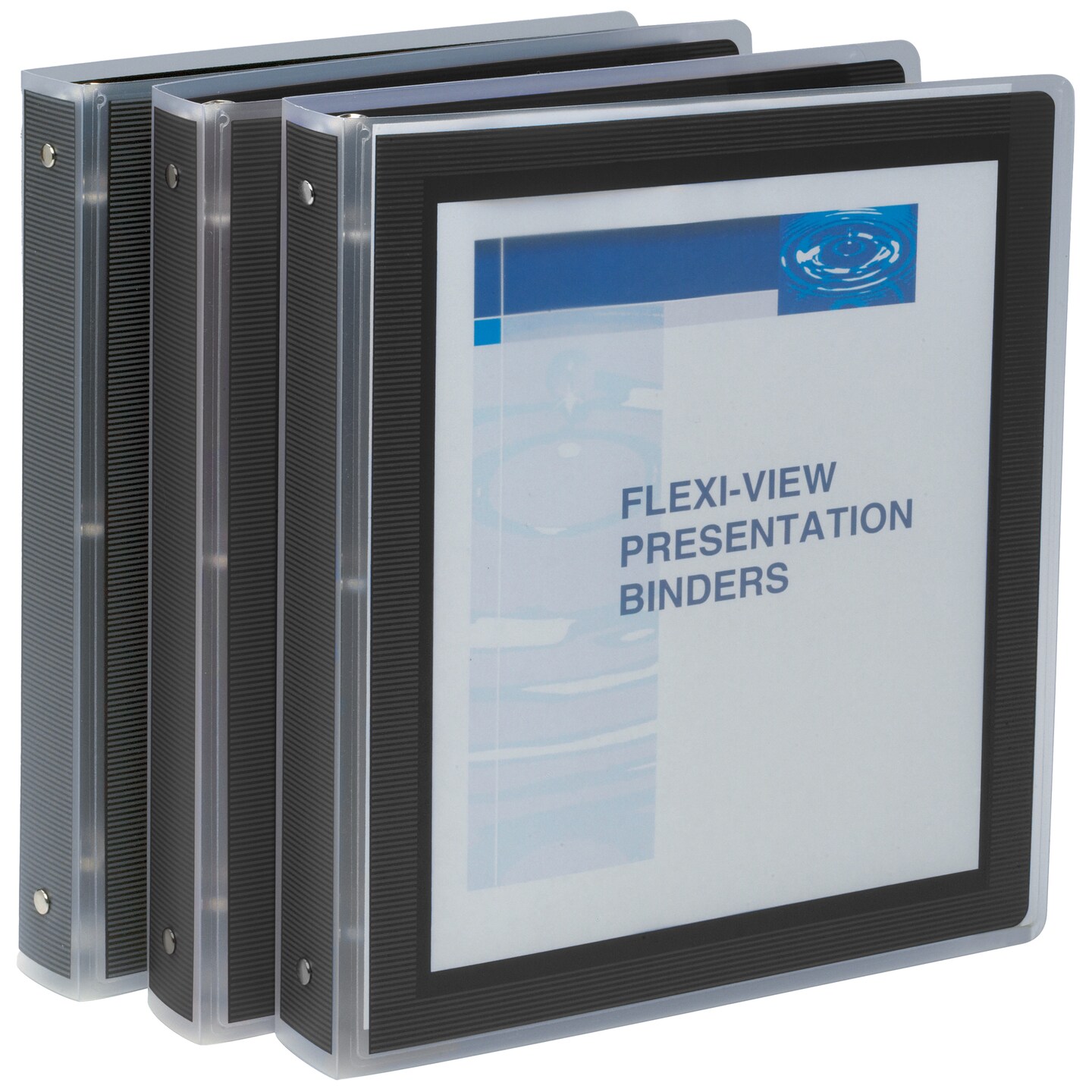 Avery Flexi-View 3 Ring Binder, 1 Inch Round Rings, 3 Black Binders (17686)
