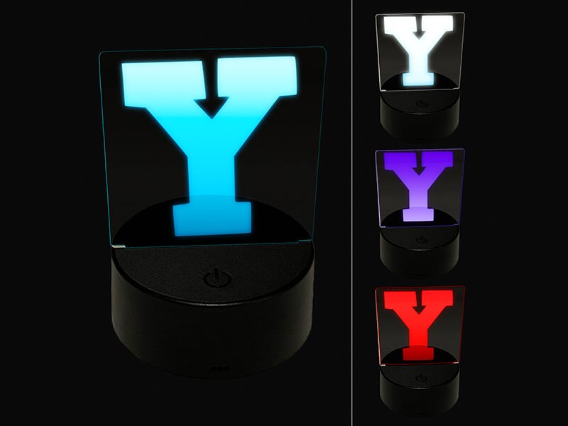 Letter Y Uppercase Fun Bold Font 3D Illusion LED Night Light Sign Nightstand Desk Lamp