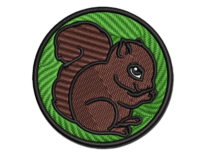 Baby Squirrel Woodland Animal Multi-Color Embroidered Iron-On or Hook & Loop Patch Applique