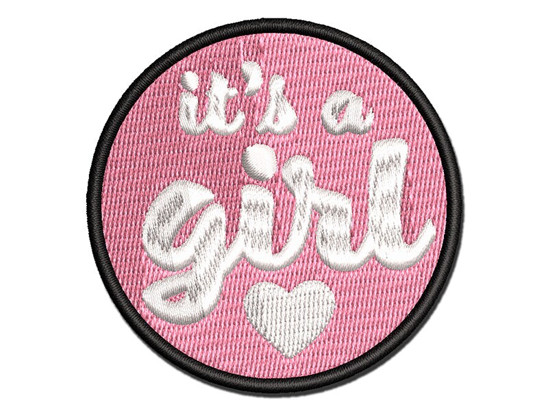 It&#x27;s a Girl Baby Shower Party Multi-Color Embroidered Iron-On or Hook &#x26; Loop Patch Applique