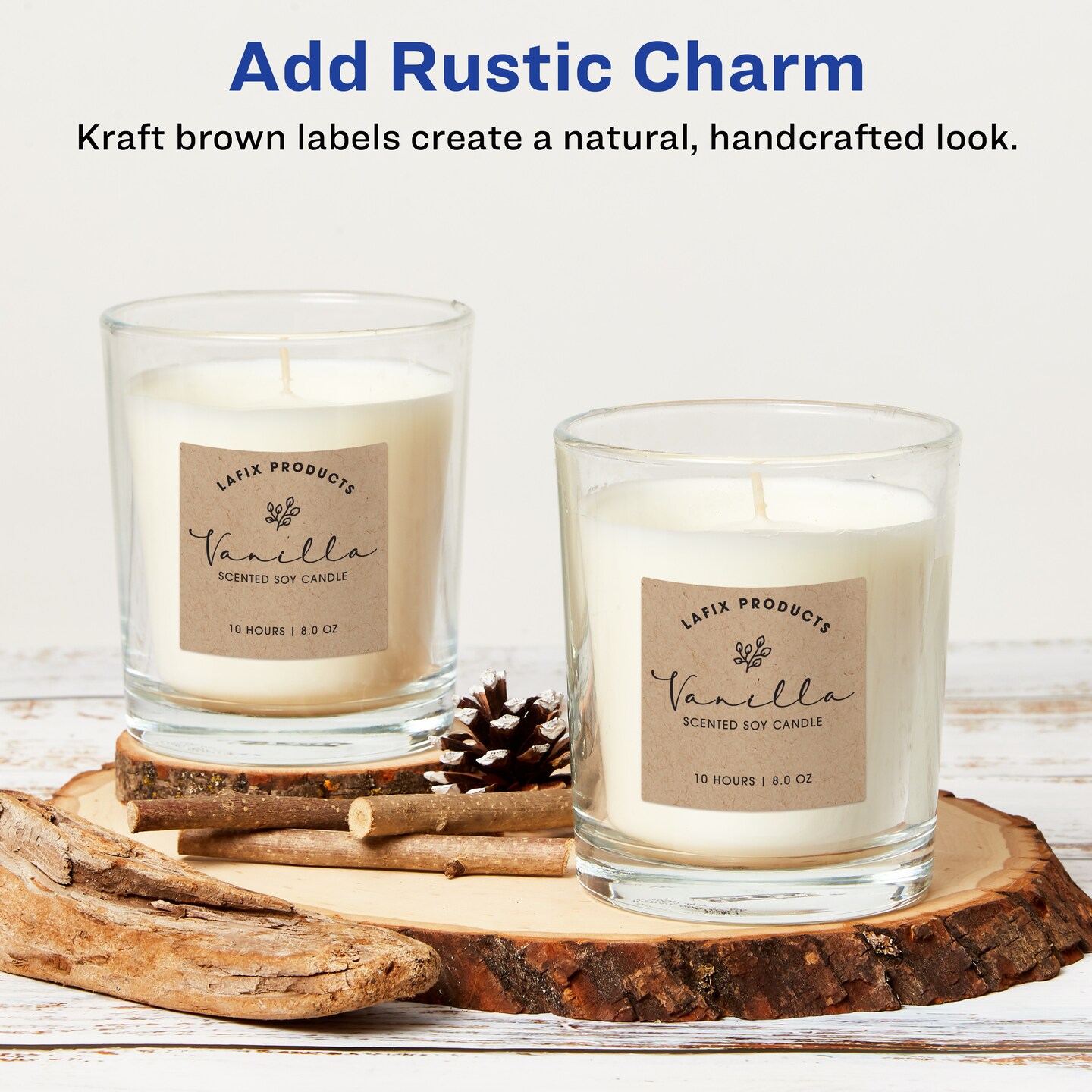 Avery Kraft Brown Square Labels with Sure Feed Technology, 2" x 2", Print to the Edge, Laser/Inkjet Printable Labels, 300 Total (22846)