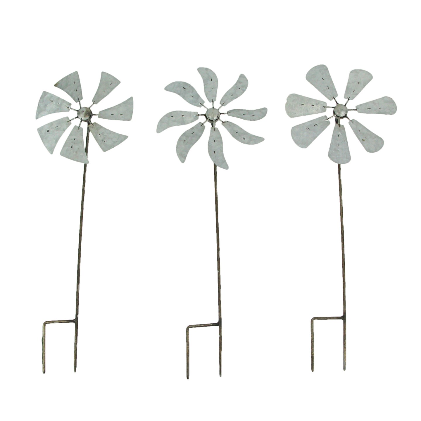 Set of 3 Metal Kinetic Wind Spinner Garden Stakes