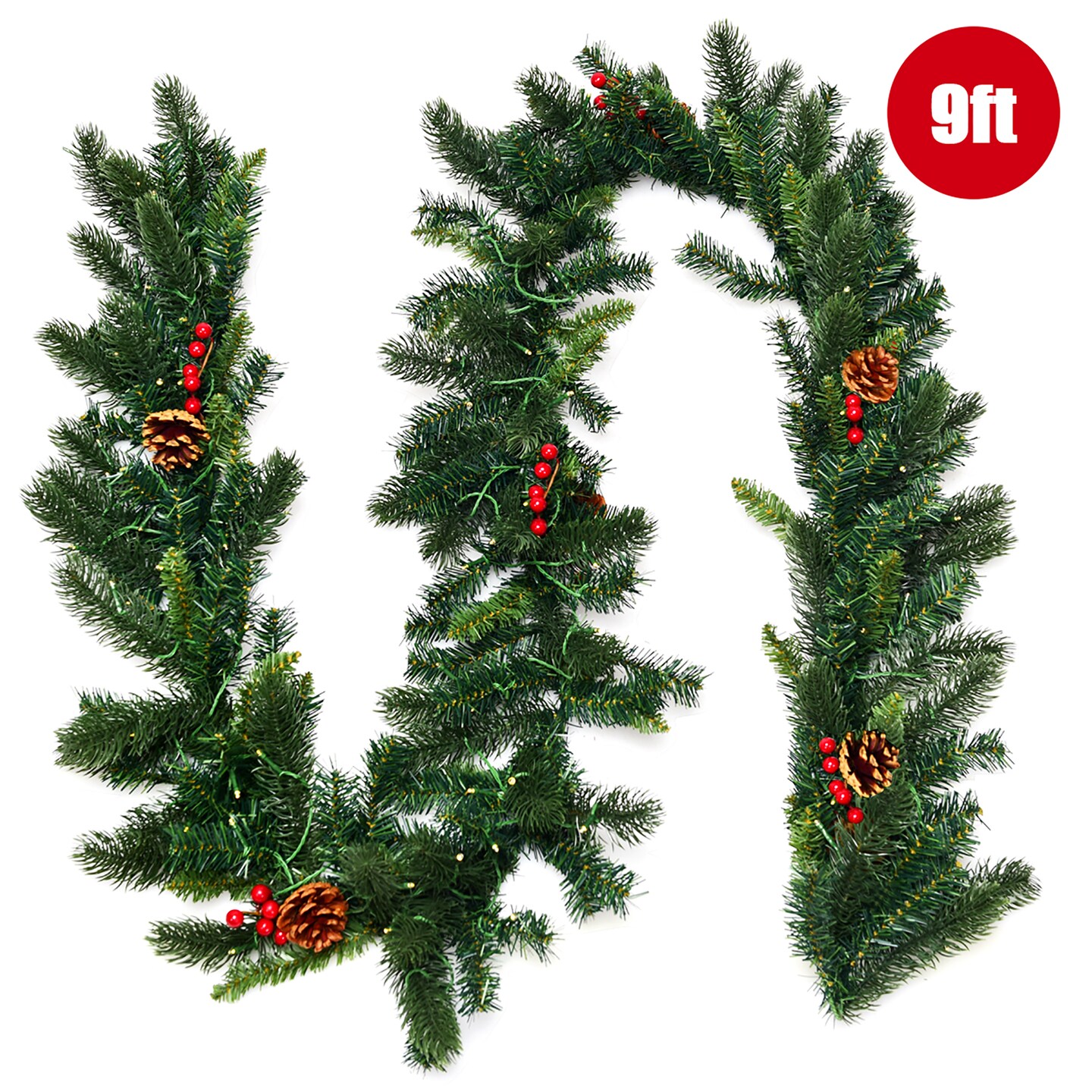 9' x 10 Pre-lit Wispy Willow White Artificial Christmas Garland with 50  Clear Lights