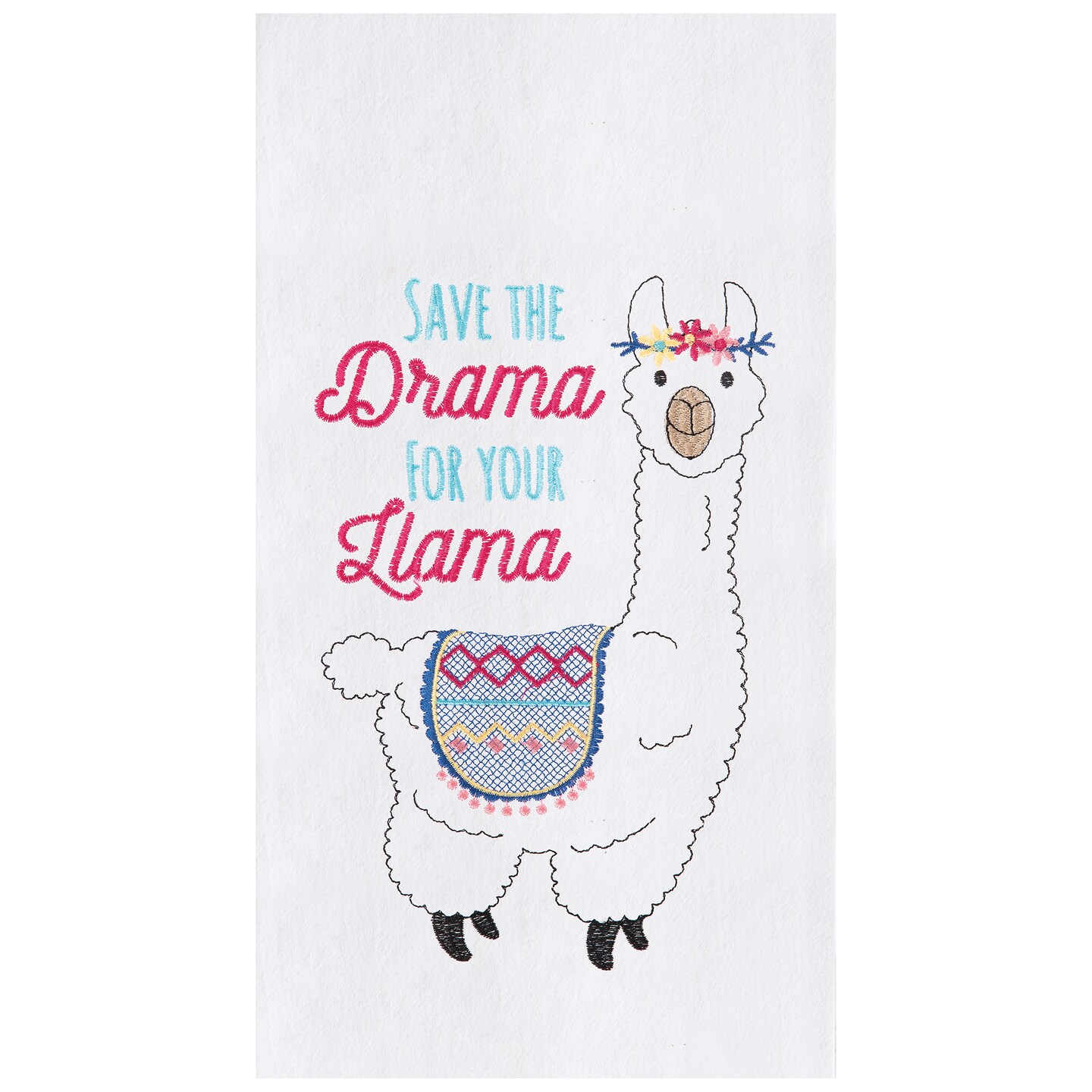 Llama Drama Embroidered Flour Sack Kitchen Towel