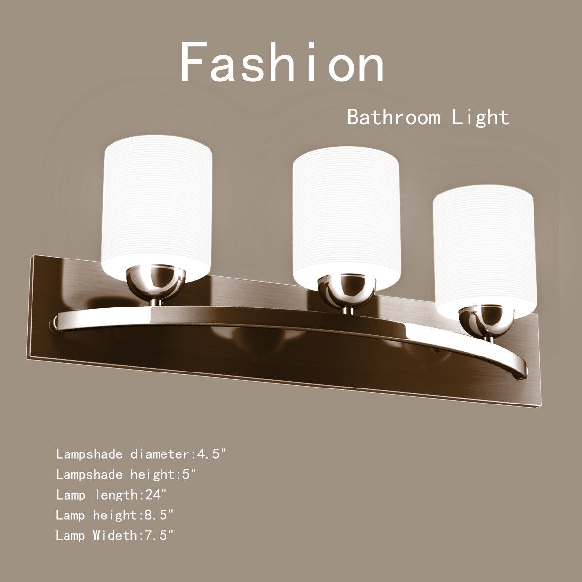 Costway 3 Light Glass Wall Sconce Modern Pendant Lampshade Fixture Vanity Metal Bathroom