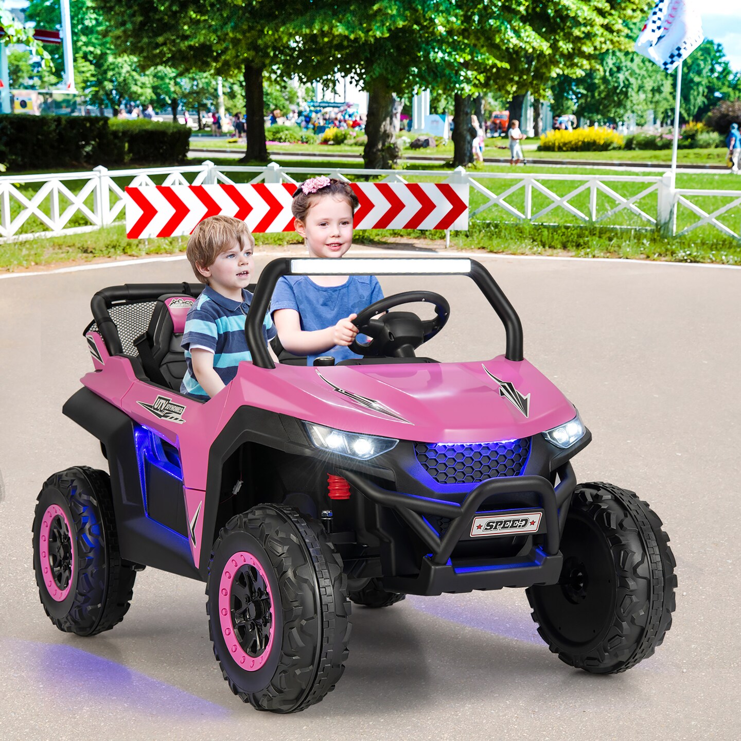 Costway 12V 2-Seater Kids Ride On UTV RC Electric Vehicle Suspension w/ Lights &#x26; Music