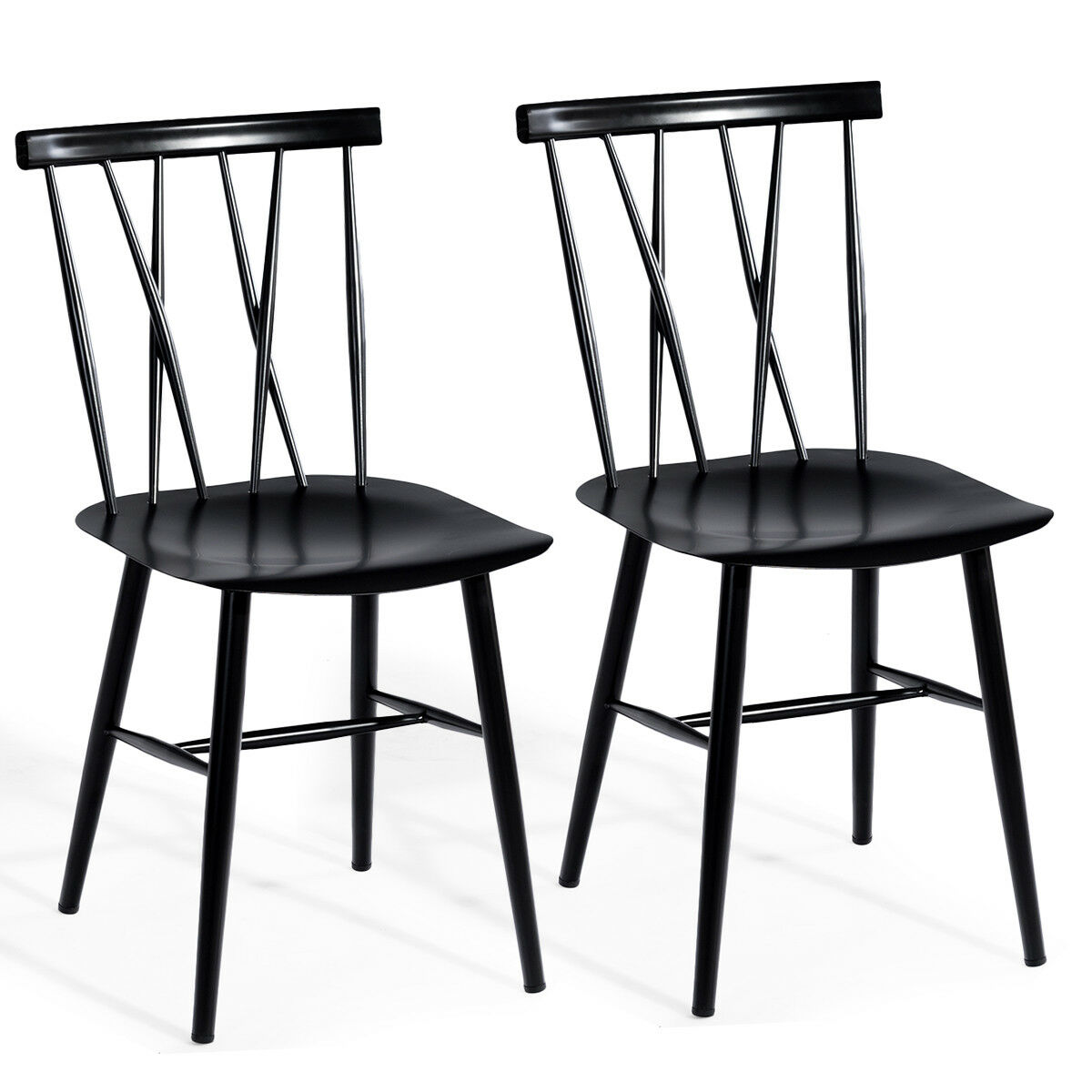 Costway Set of 2 Dining Side Chairs Chairs Armless Cross Back