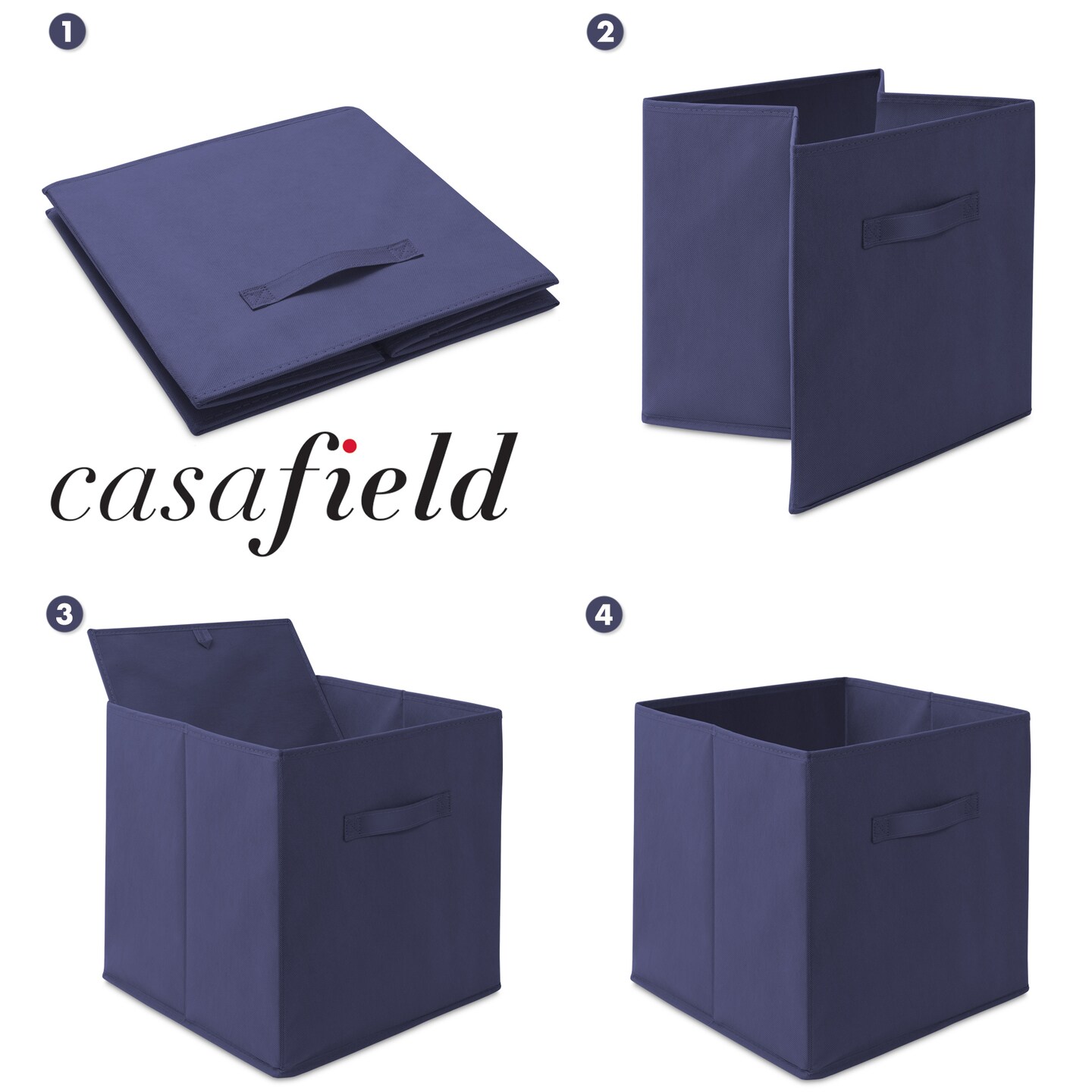 Casafield Set of 6 Collapsible Fabric Cube Storage Bins - Foldable Cloth Baskets for Shelves, Cubby Organizers & More