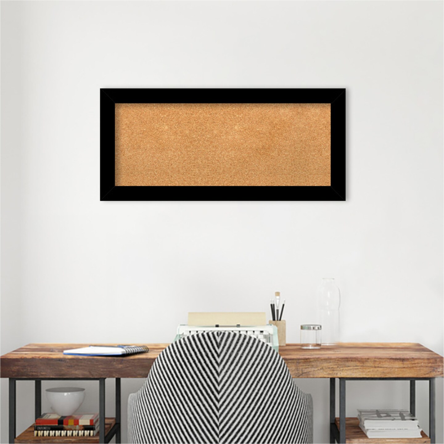 Brushed Framed Corkboard, Natural Cork
