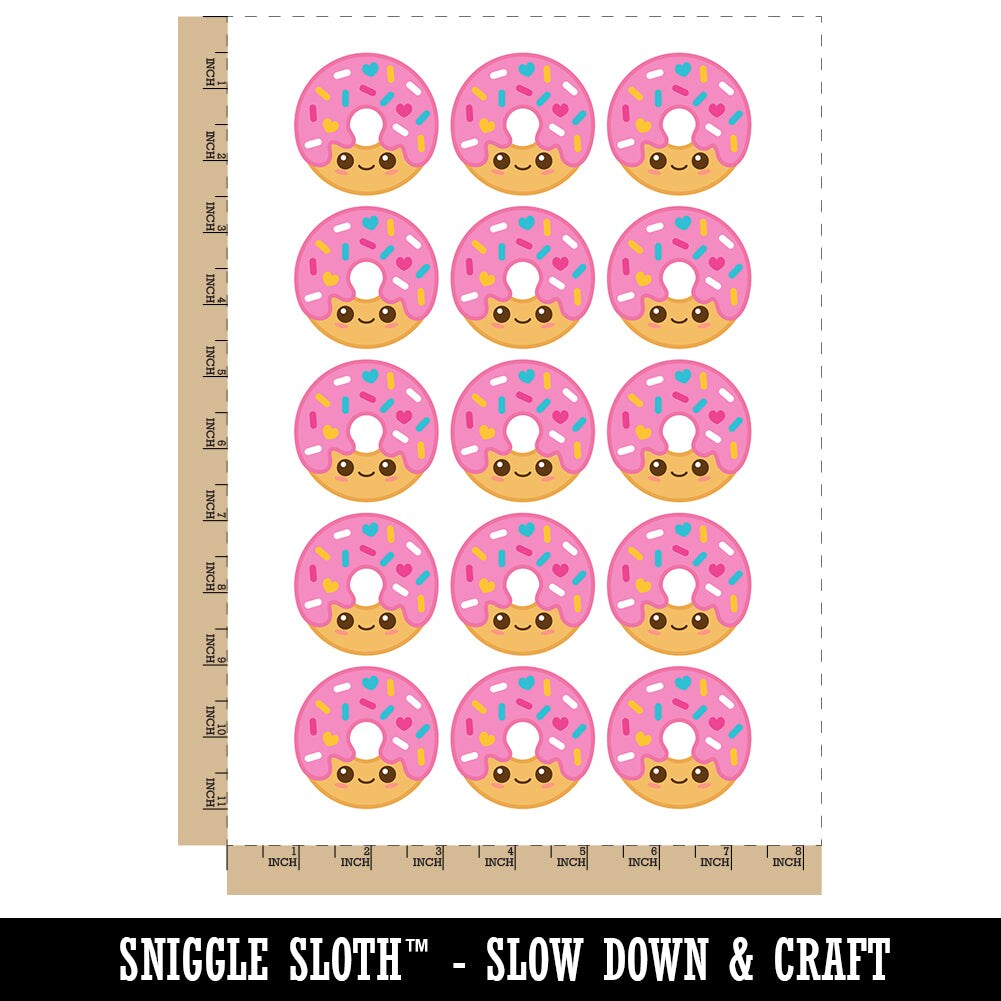 Deliciously Kawaii Chibi Donut Temporary Tattoo Water Resistant Fake Body Art Set Collection (1 Sheet)