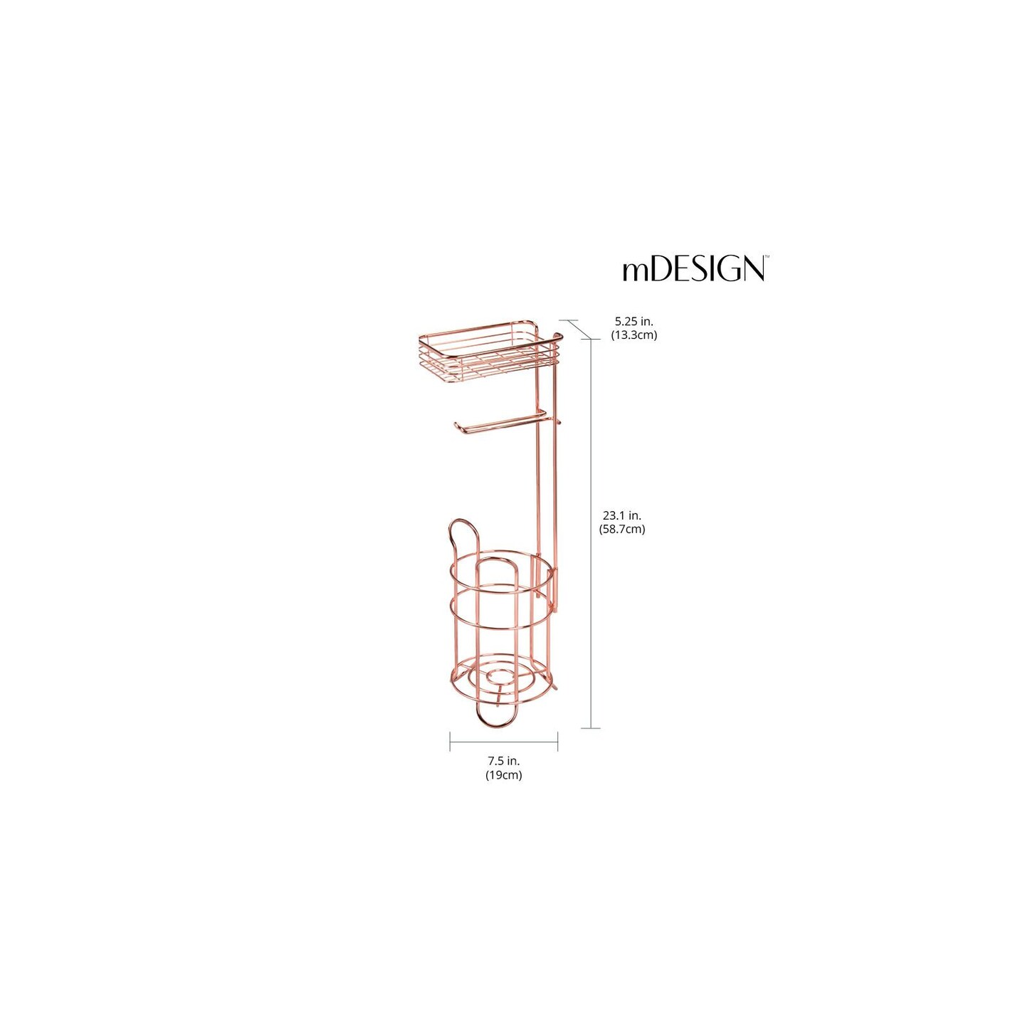 mDesign Steel Free Standing Toilet Paper Holder Stand and Dispenser