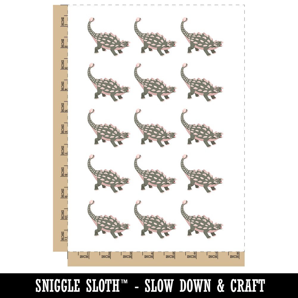 Ankylosaurus Dinosaur Temporary Tattoo Water Resistant Fake Body Art Set Collection (1 Sheet)