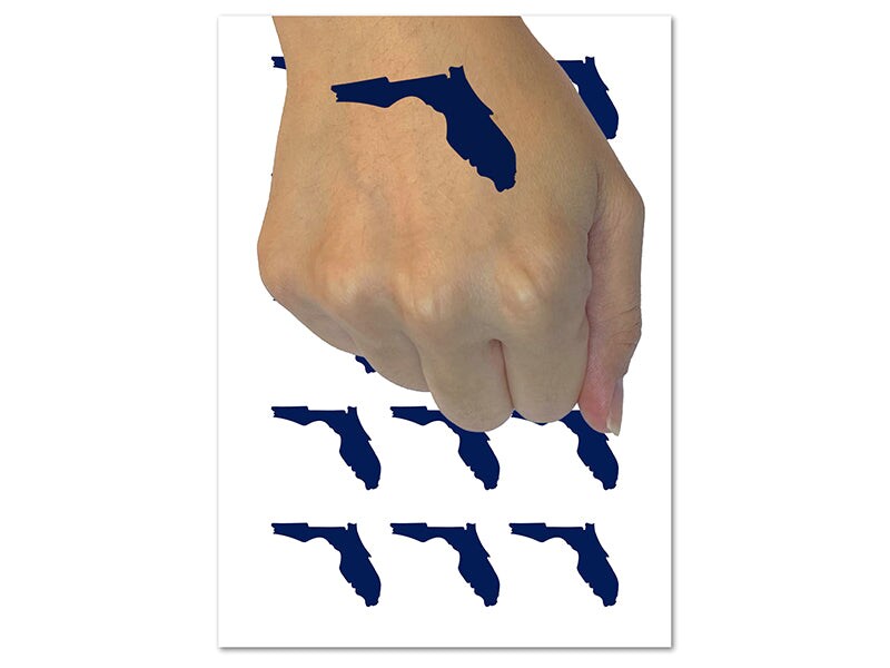 Florida State Silhouette Temporary Tattoo Water Resistant Fake Body Art Set Collection (1 Sheet)