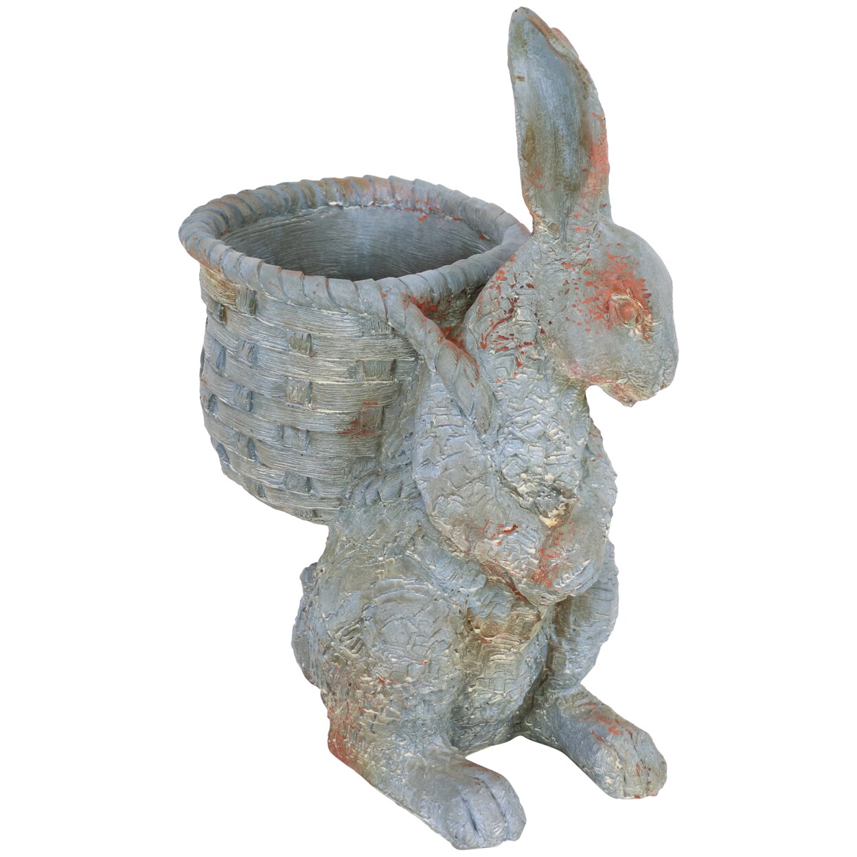 Sunnydaze   Roman the Carrot Collector Indoor/Outdoor Rabbit Statue - 17 in