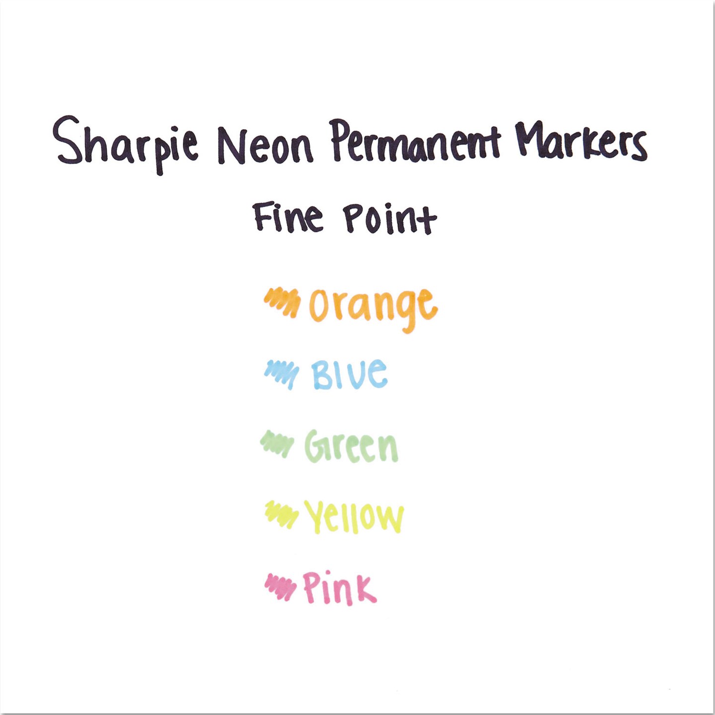 Sharpie Neon Permanent Markers, Fine Bullet Tip, Assorted Colors, 5/Pack