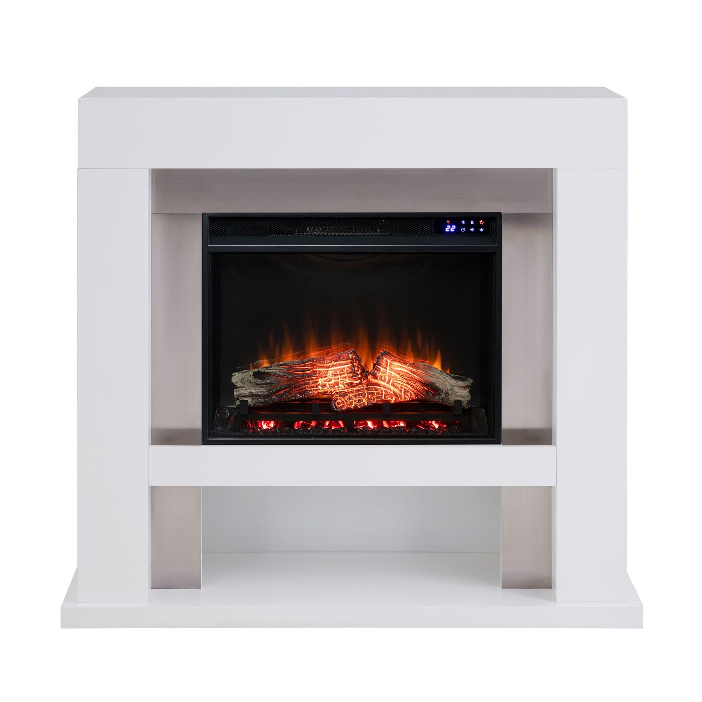 Contemporary Home Living 44" White and Black Contemporary Electric Fireplace