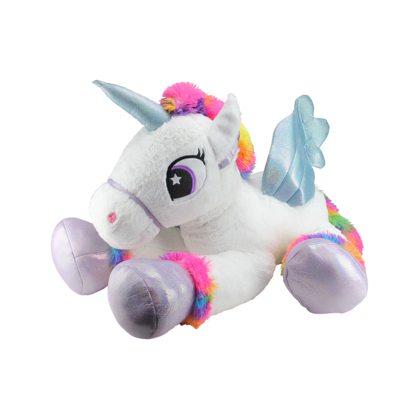 Northlight 42" Giant Winged Unicorn Plush – Ultra Soft White Stuffed Animal with Rainbow Mane and Glittery Horn
