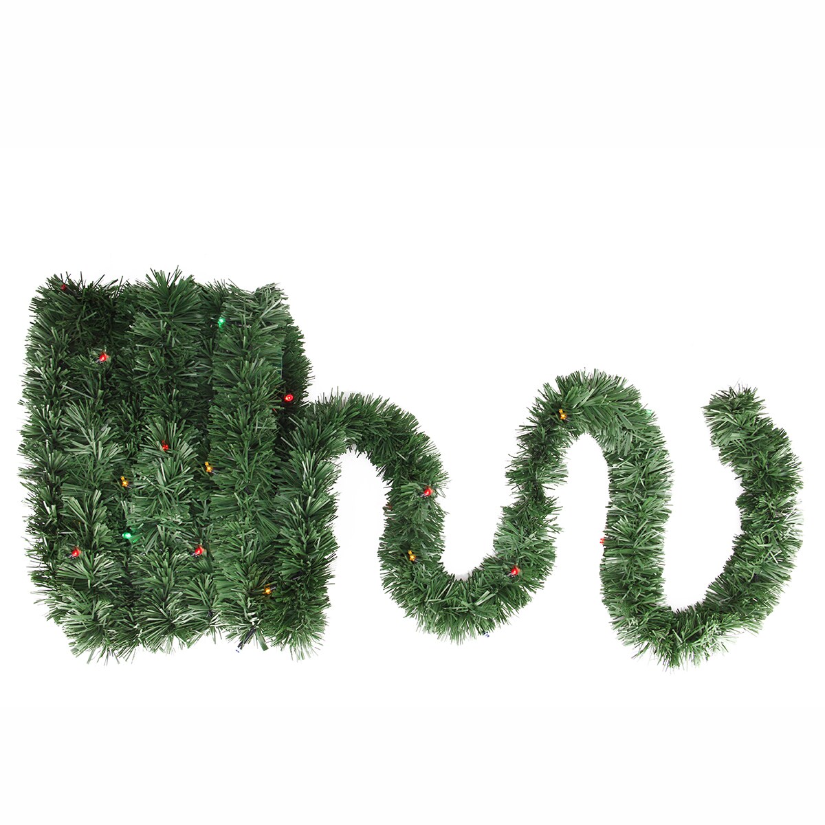 Brite Star 18&#x27; Pre-Lit Battery Operated Twinkling Green Pine Artificial Christmas Garland - Multi LED Lights