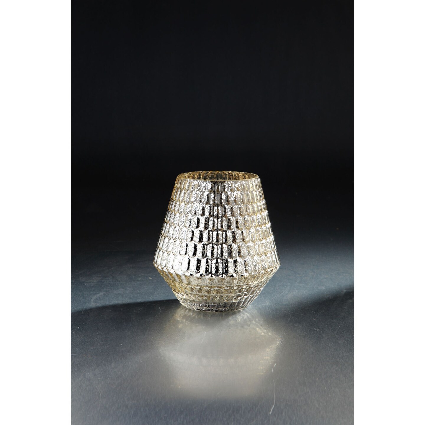 CC Home Furnishings 7&#x22; Gold Textured Hand Blown Glass Flower Vase