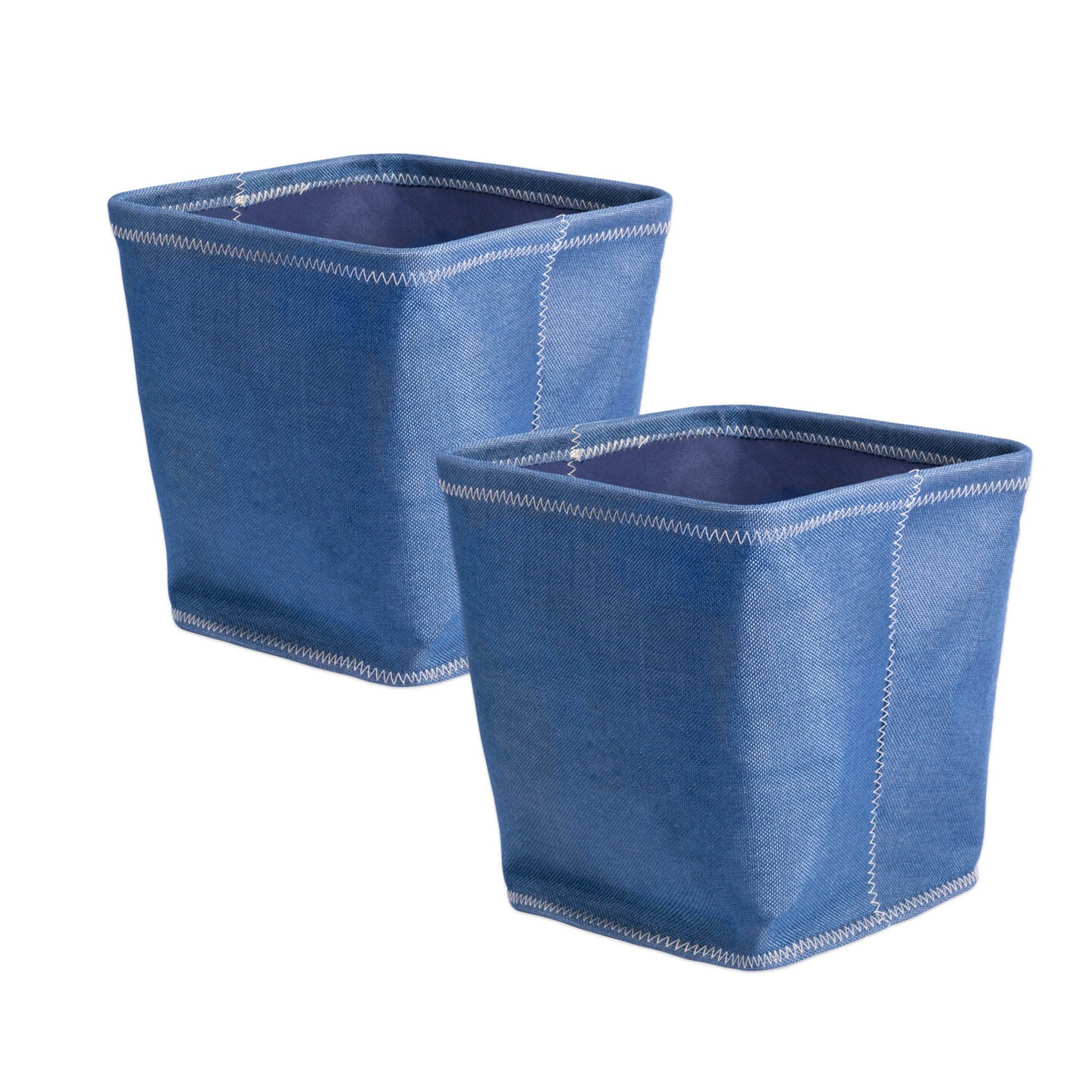 Contemporary Home Living Set of 2 Blue Storage and Laundry Bin 11&#x22;