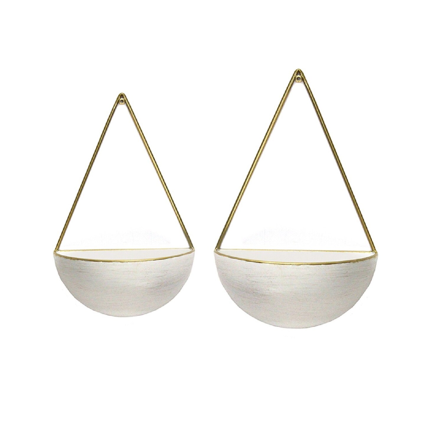 Contemporary Home Living 18.25&#x22; White Set of 2 Round Metal Wall Planters