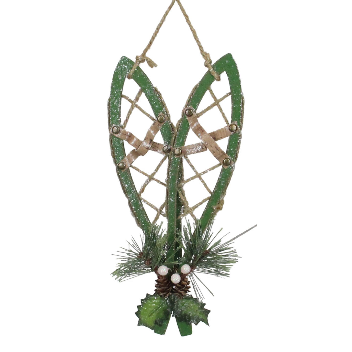 Gerson 12&#x22; Green Hanging Snowshoe Christmas Wall Decoration
