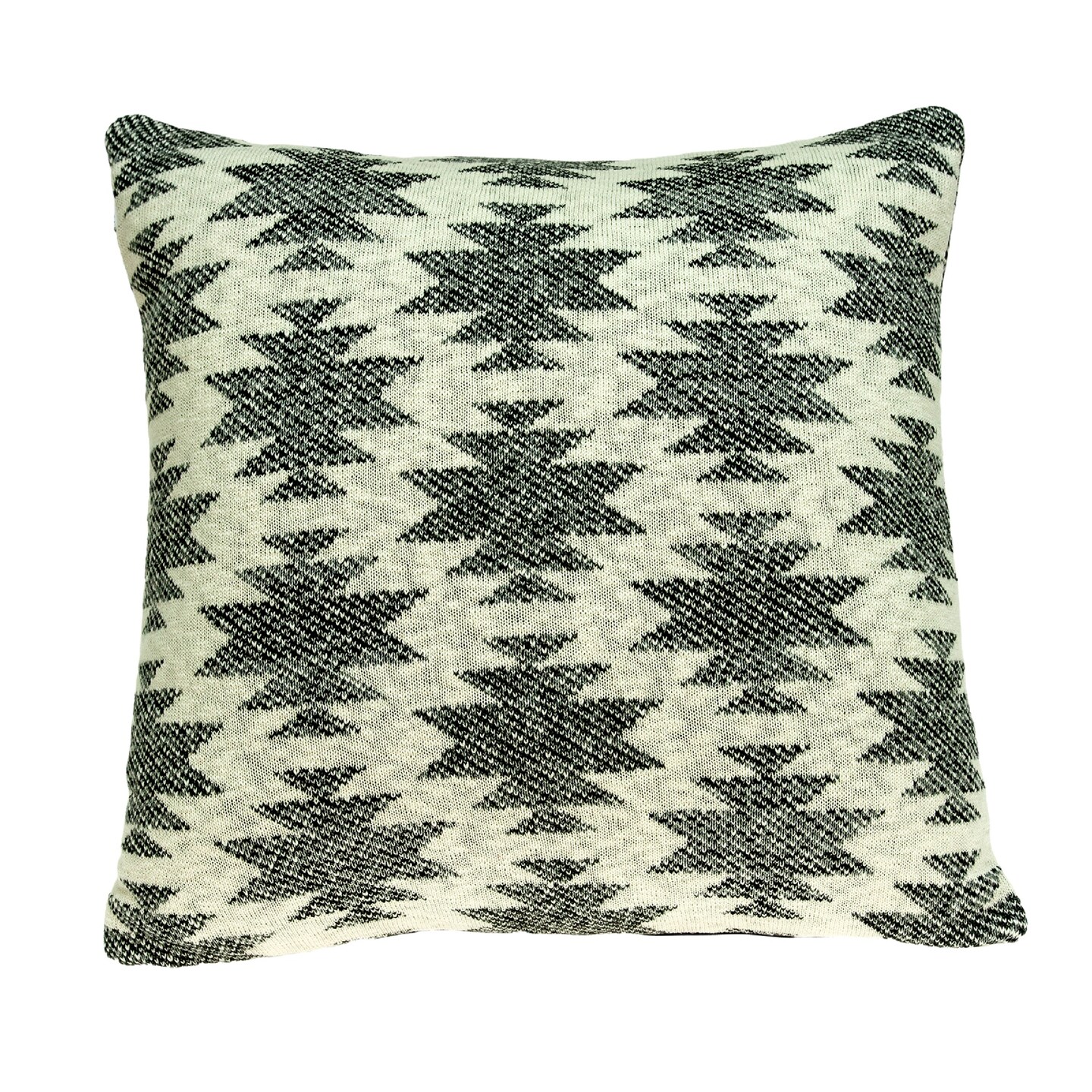 Nassau Collection 20&#x201D; Gray and Beige Awnee Southwestern Knitted Square Throw Pillow